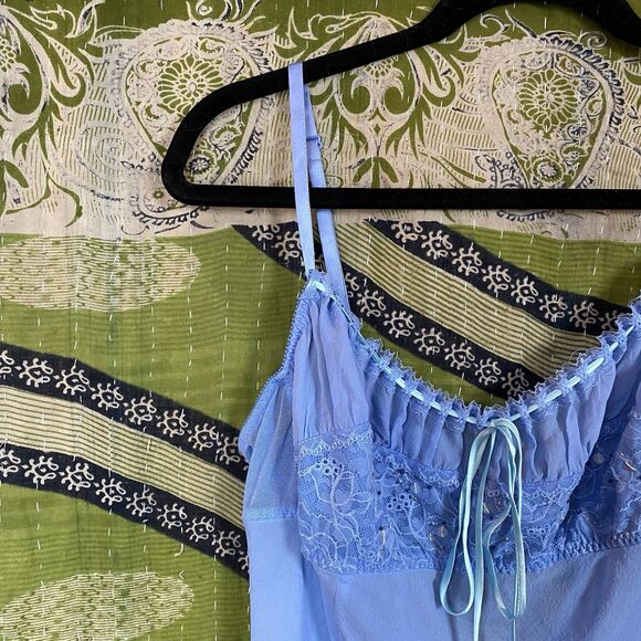 RARE Y2K Victoria's Secret Cornflower Blue Silk Milkmaid Slip Dress Size Large - Picture 5 of 16
